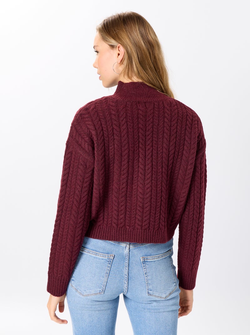 Pull col montant uni Rouge - Kiabi