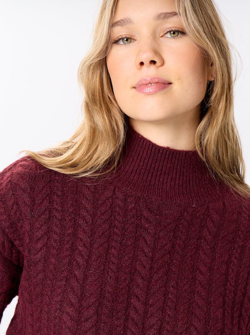 Pull col montant uni Rouge - Kiabi