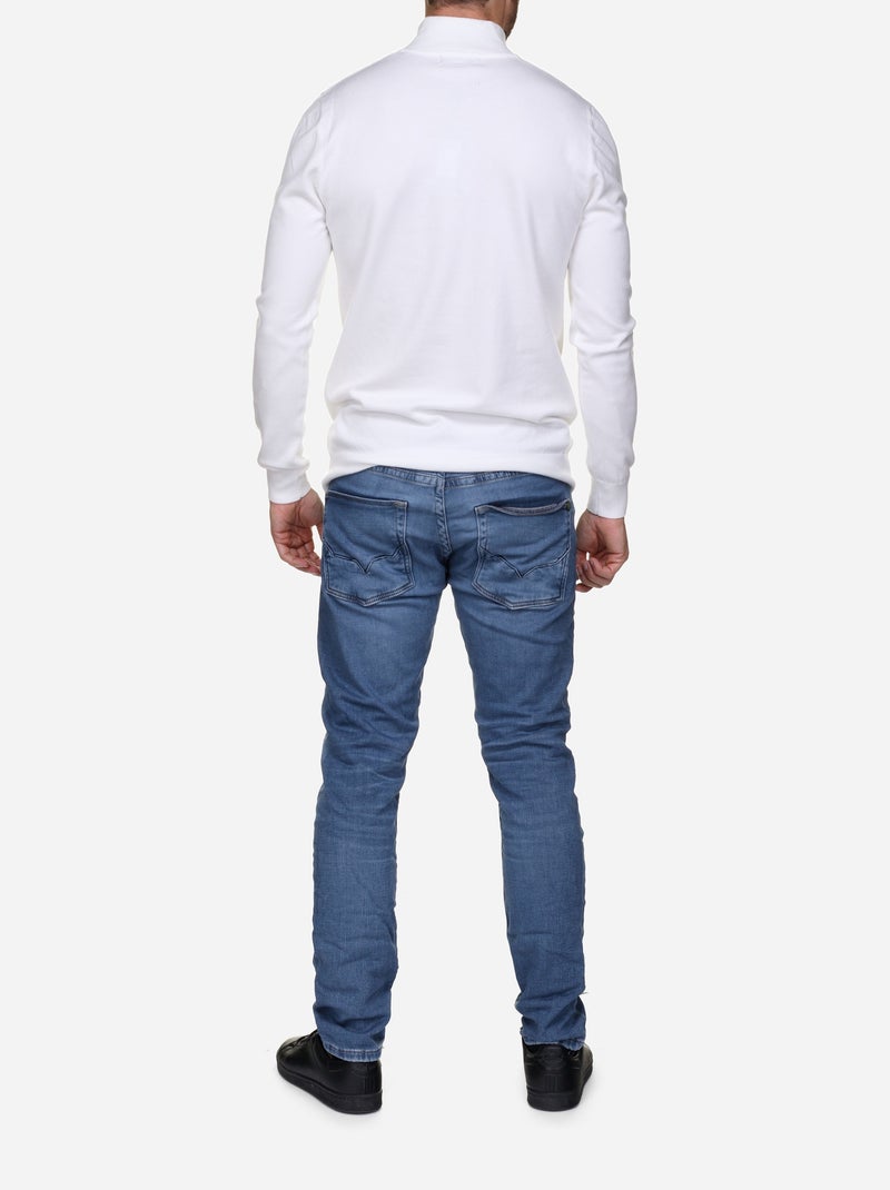 Pull col montant zippé - Kenzarro Blanc - Kiabi