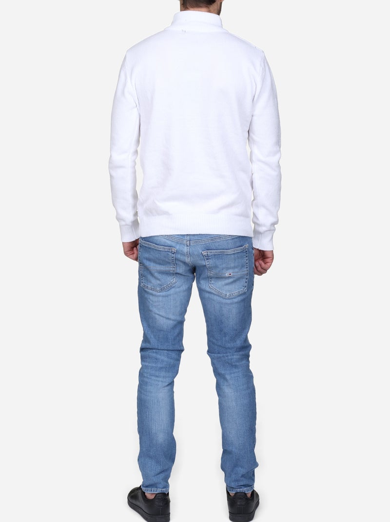 Pull col montant zippé - Kenzarro Blanc - Kiabi