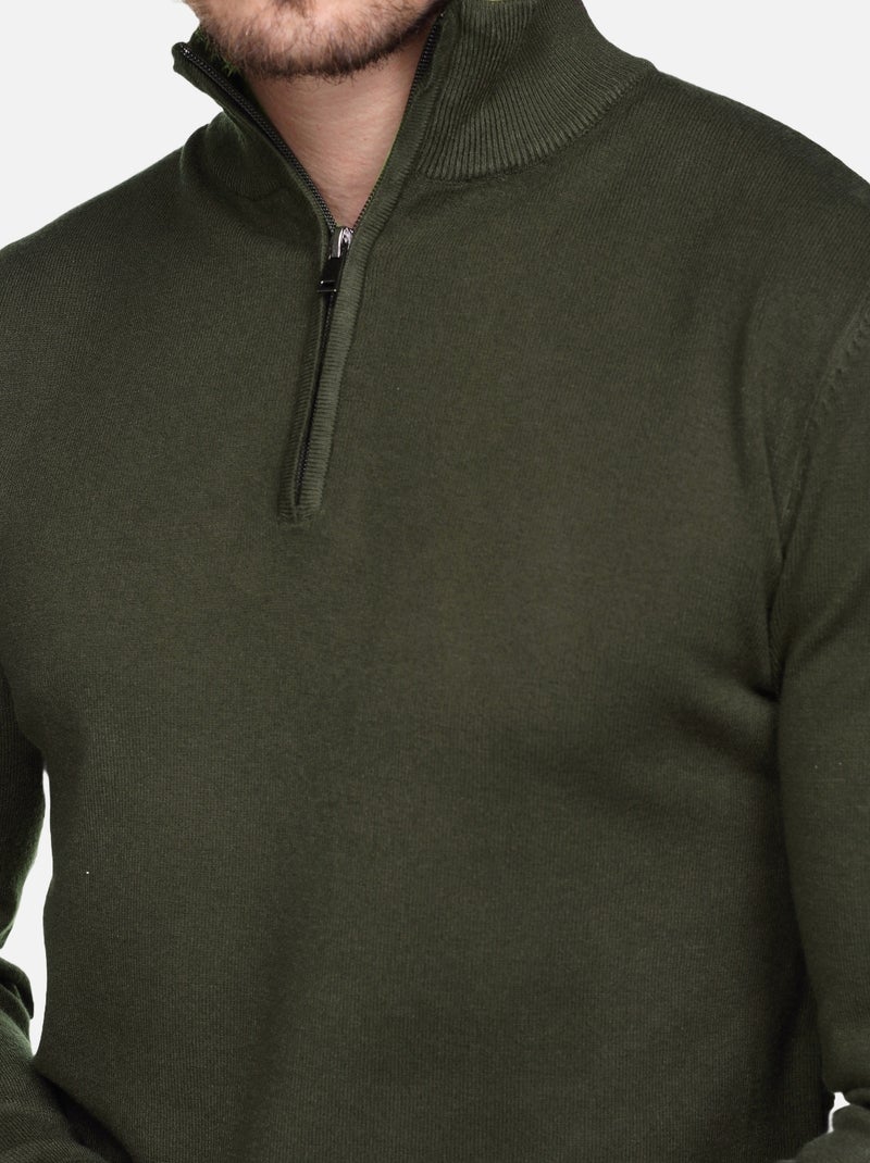 Pull col montant zippé - Kenzarro Kaki - Kiabi