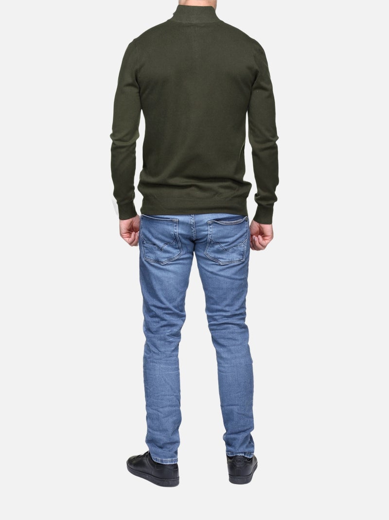 Pull col montant zippé - Kenzarro Kaki - Kiabi