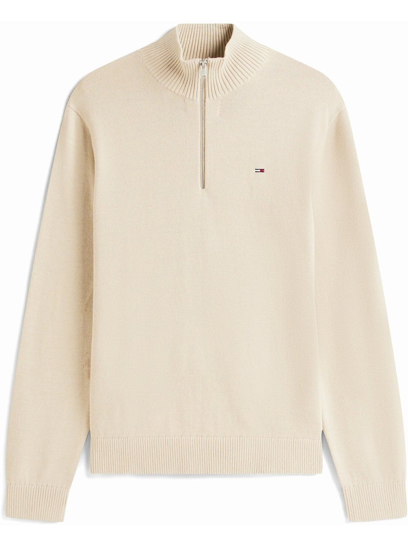 Pull col montant zippé - Tommy jeans Beige - Kiabi