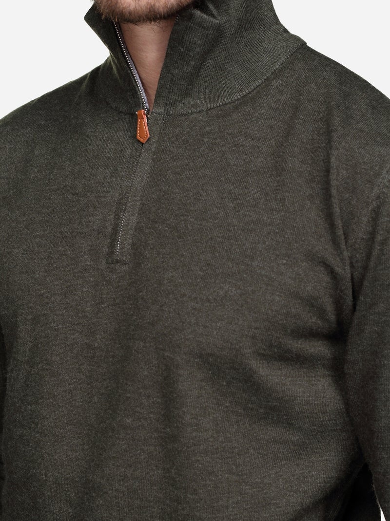 Pull col montant zippé - Yves Enzo Kaki - Kiabi