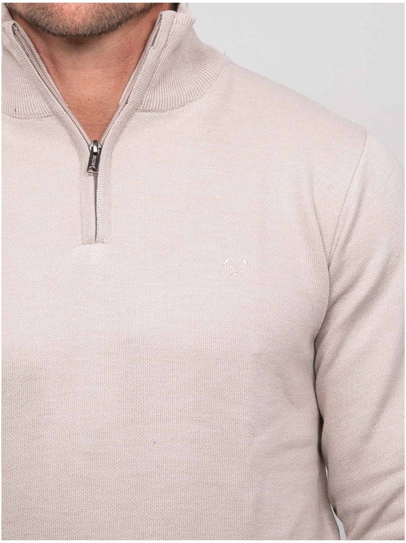 Pull col montant zippé larko Beige - Kiabi