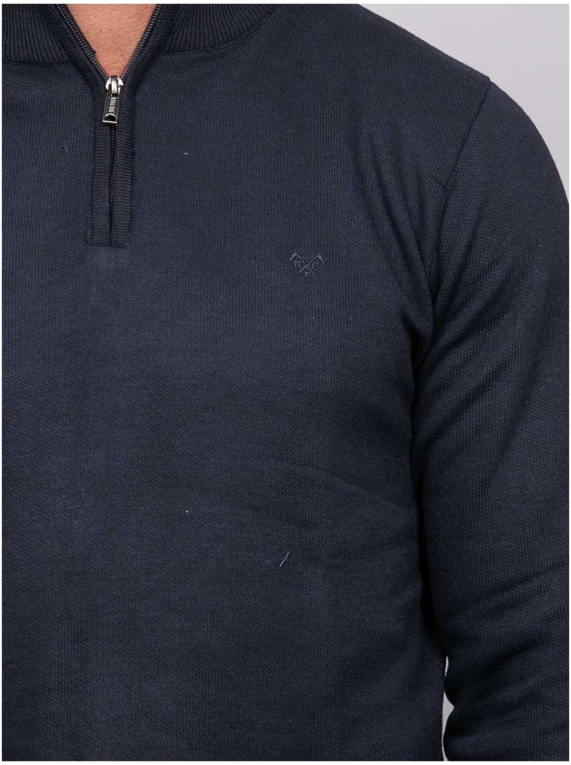 Pull col montant zippé larko Bleu marine - Kiabi