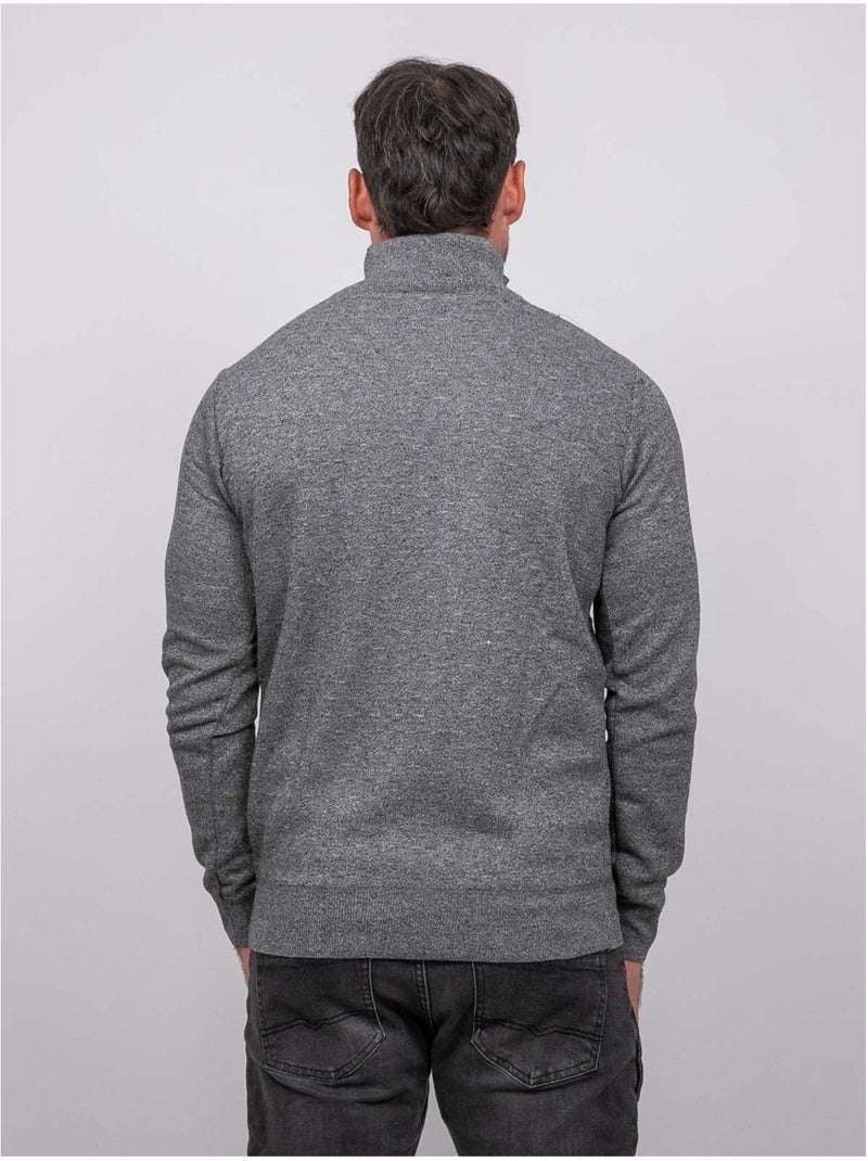 Pull col montant zippé larko Gris chiné - Kiabi
