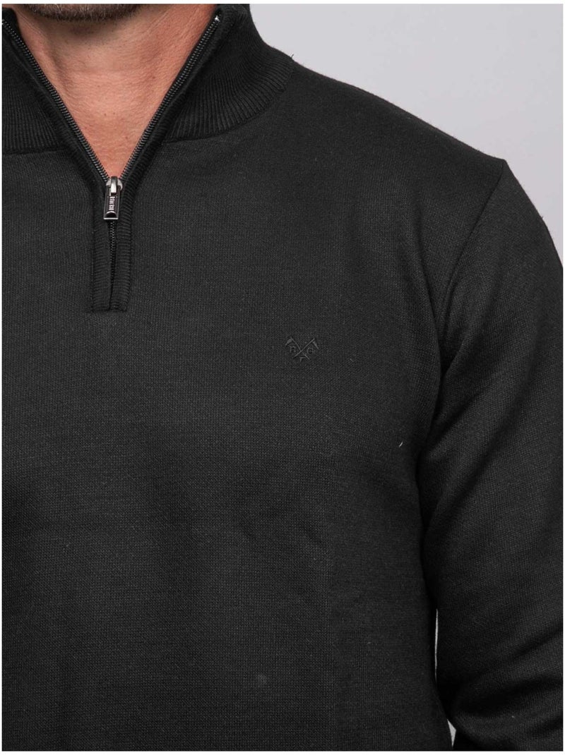 Pull col montant zippé larko Noir - Kiabi