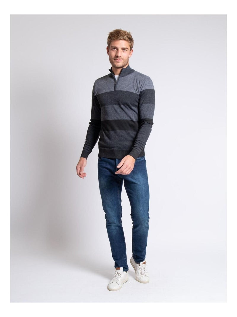 Pull col montant zippé losibil Gris foncé - Kiabi