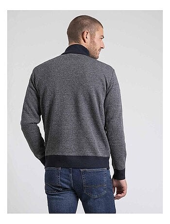 Pull col montant zippé rayures limerou