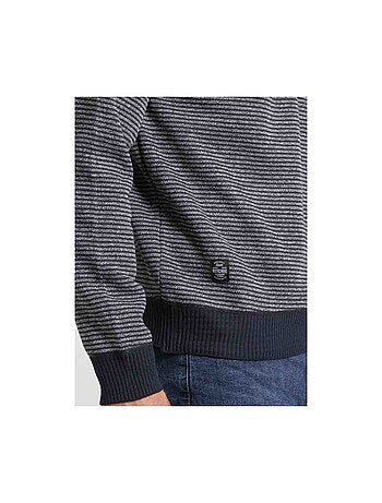 Pull col montant zippé rayures limerou