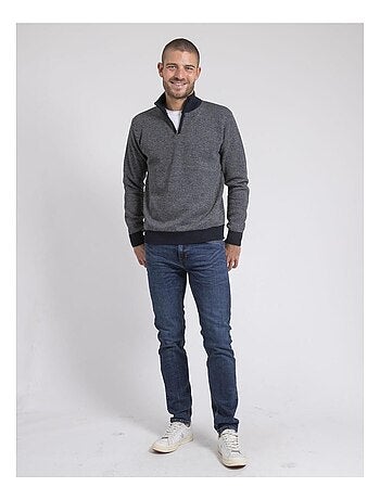 Pull col montant zippé rayures limerou