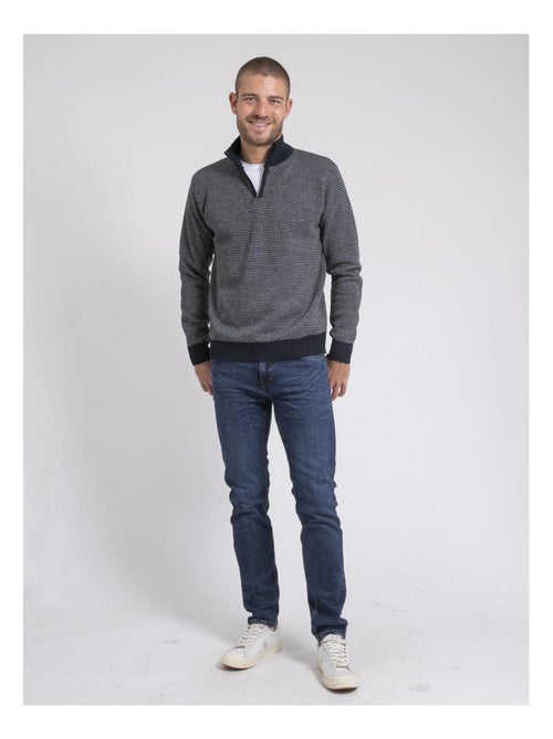 Pull col montant zippé rayures limerou - Kiabi Pull col montant zippé rayures limerou - Kiabi