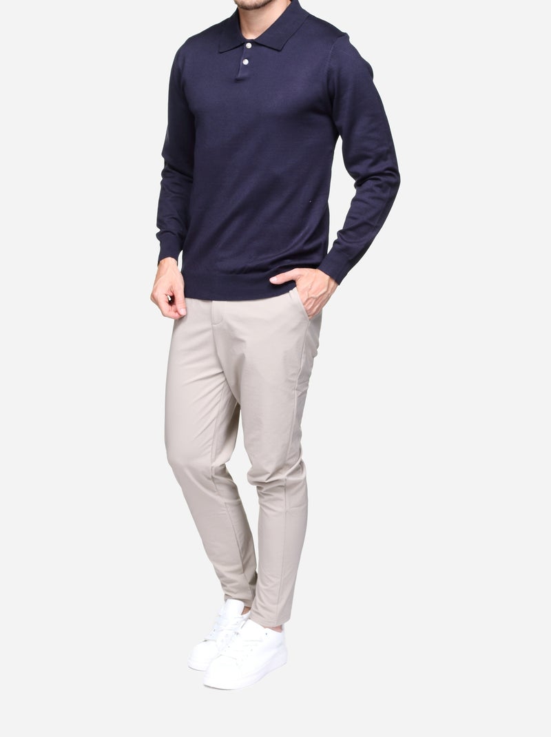 Pull col polo - Frilivin Bleu foncé - Kiabi