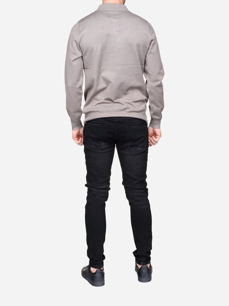 Pull col polo - Frilivin Taupe - Kiabi