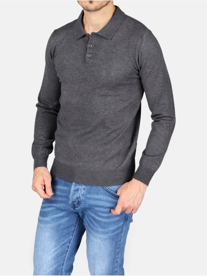 Pull col polo - Kenzarro Gris foncé - Kiabi