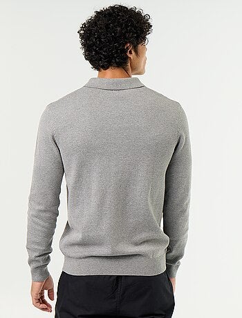 Pull col polo à manches longues