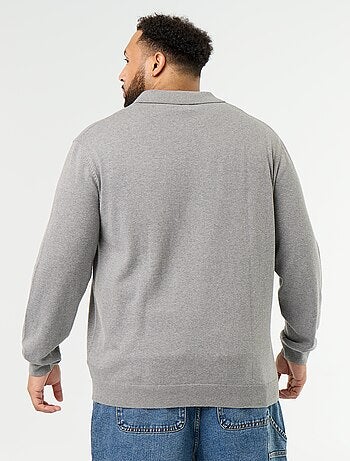 Pull col polo à manches longues