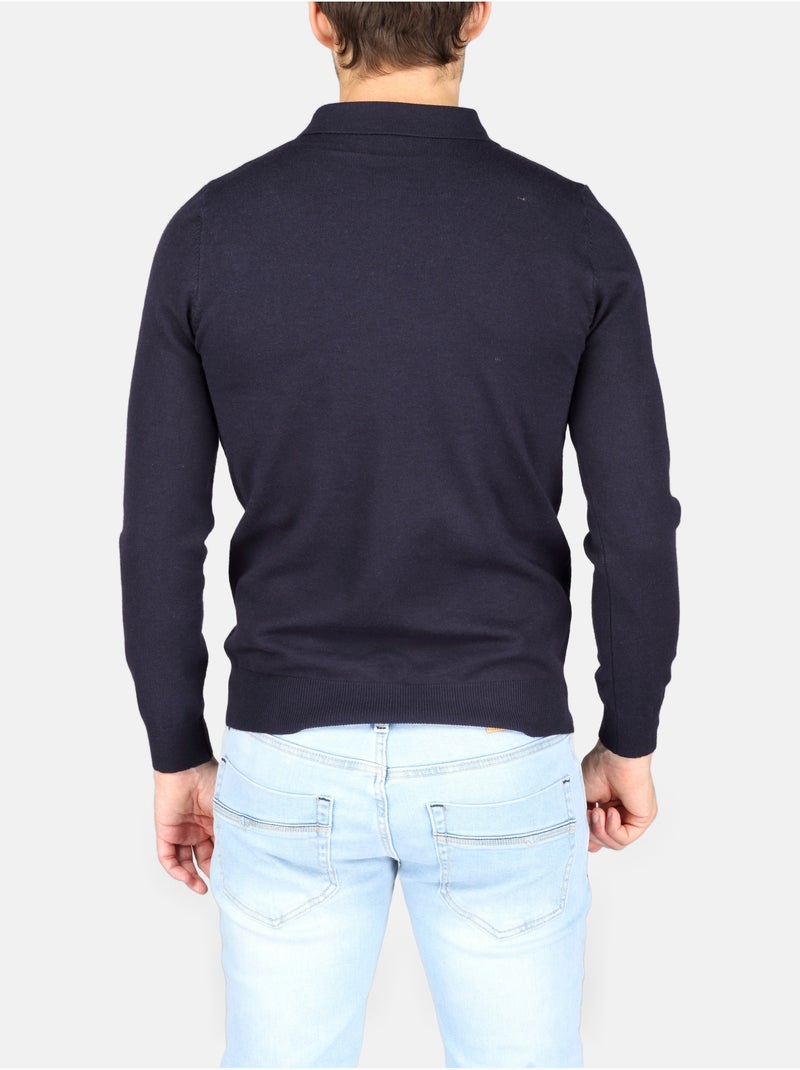 Pull col polo à zip - Kenzarro Bleu - Kiabi
