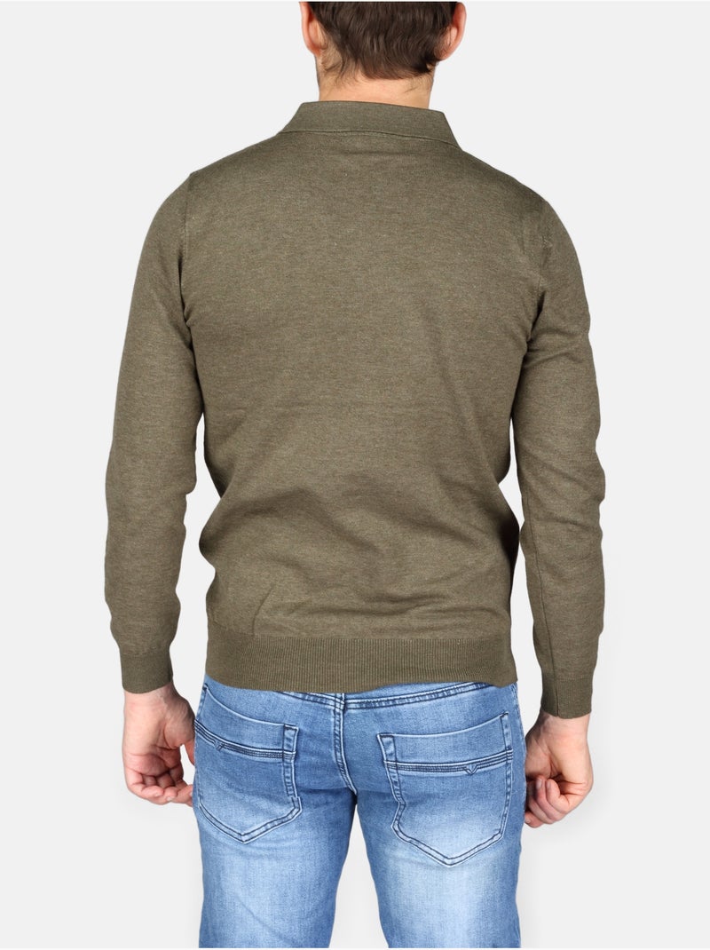 Pull col polo à zip - Kenzarro Kaki - Kiabi