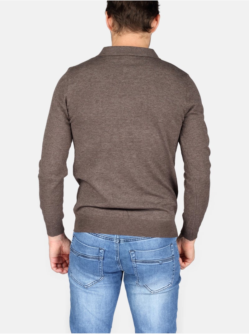 Pull col polo à zip - Kenzarro Marron - Kiabi