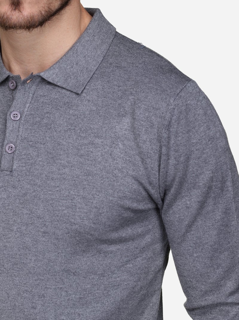 Pull col polo Gris clair - Kiabi