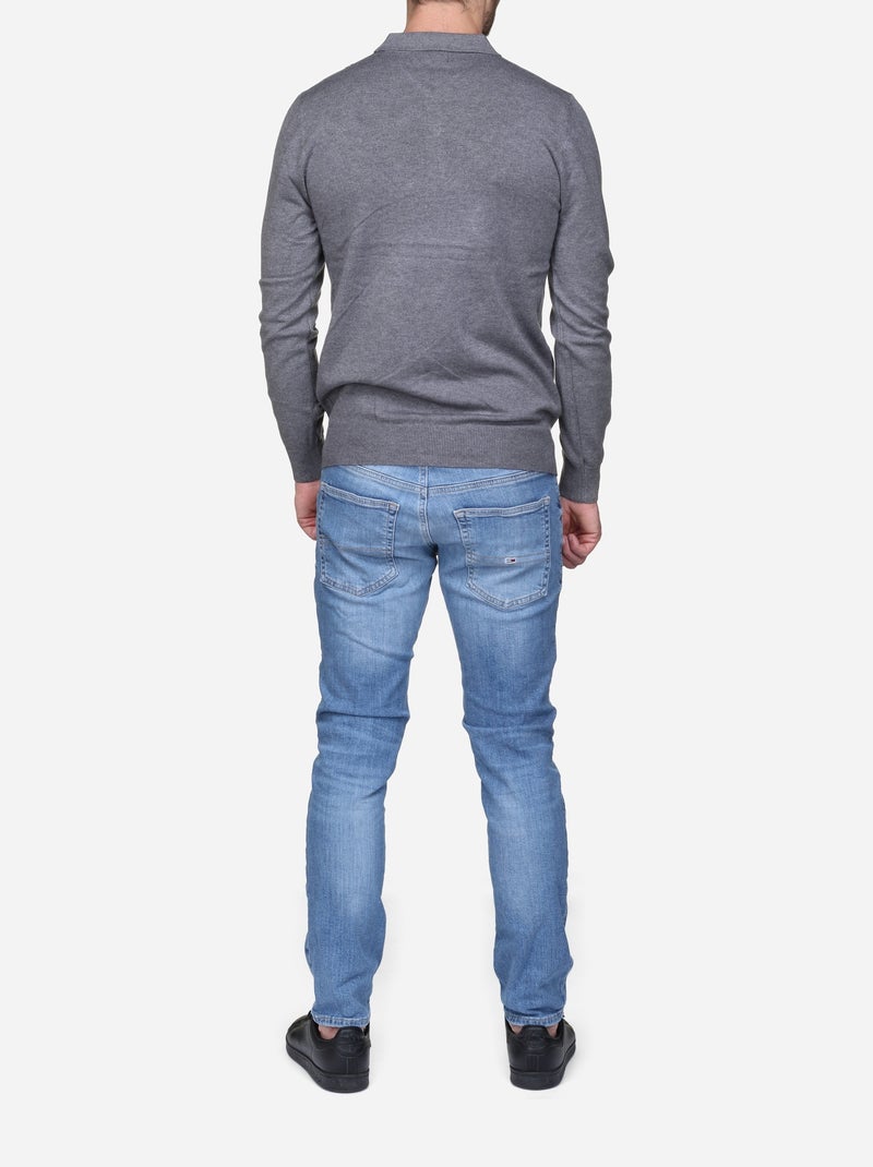 Pull col polo Gris clair - Kiabi