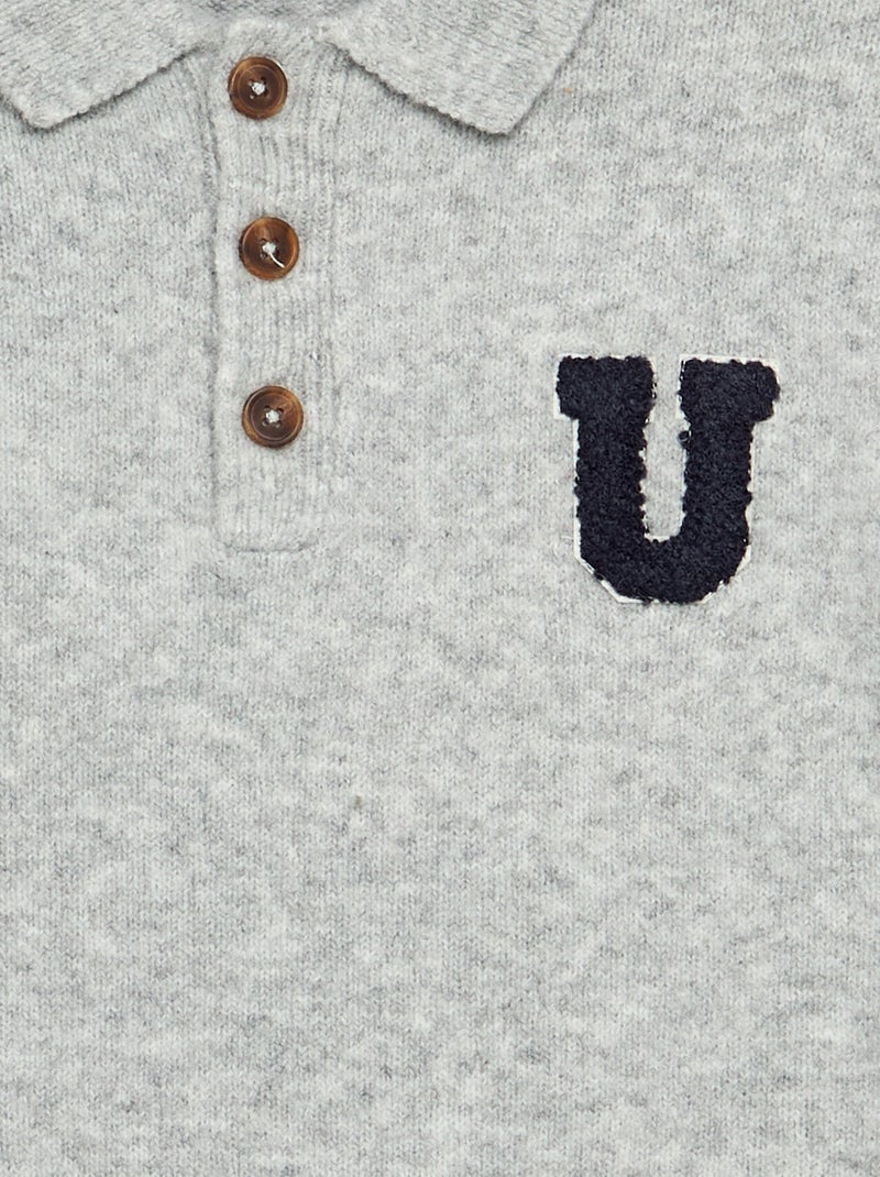 Pull col polo Gris - Kiabi
