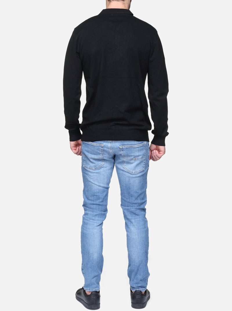 Pull col polo Noir - Kiabi