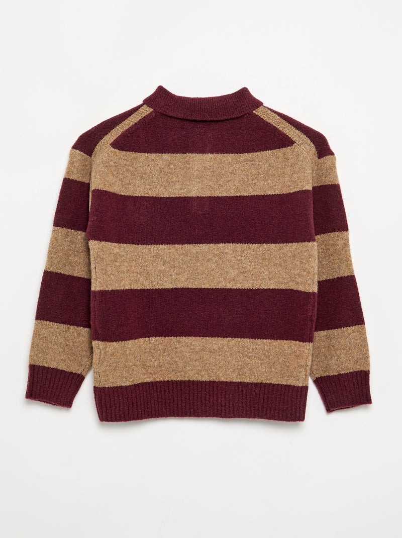 Pull col polo Rouge - Kiabi