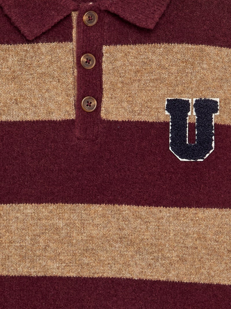 Pull col polo Rouge - Kiabi