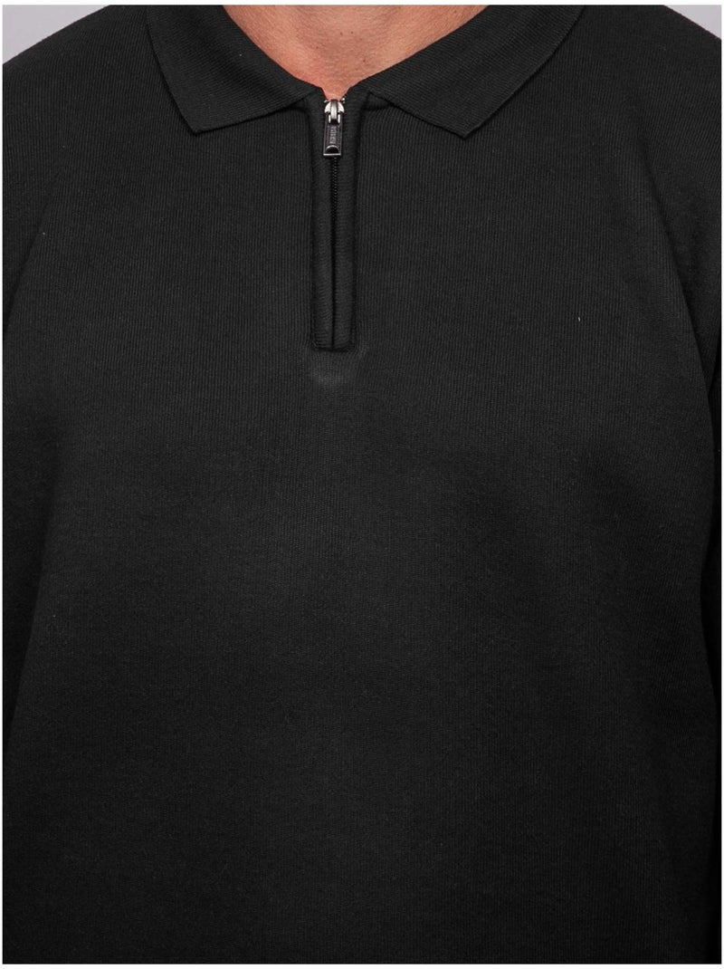 Pull col polo zippé larmoti Noir - Kiabi
