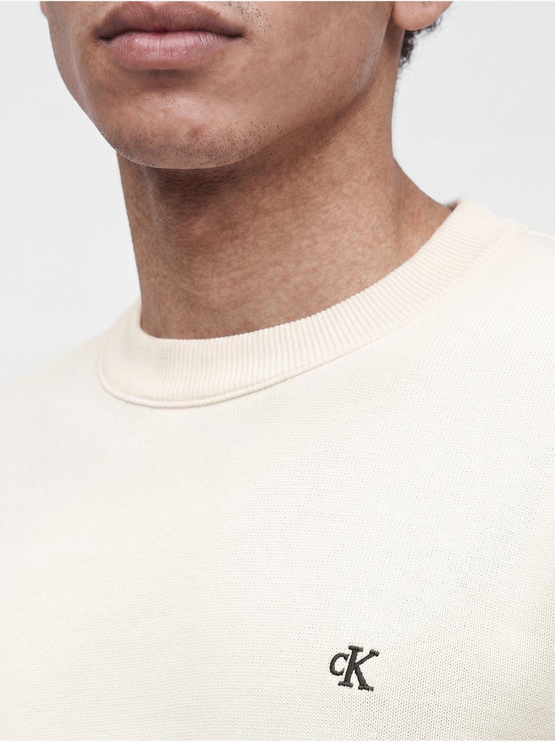 Pull col rond - calvin klein Blanc cassé - Kiabi