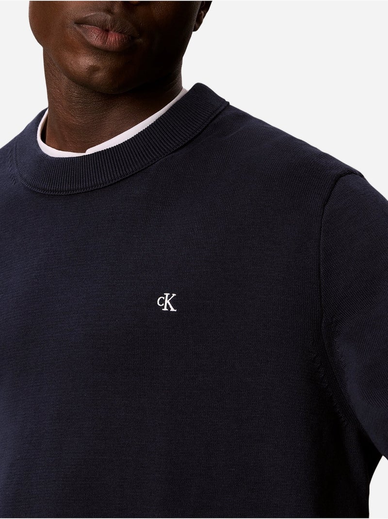 Pull col rond - calvin klein Bleu foncé - Kiabi