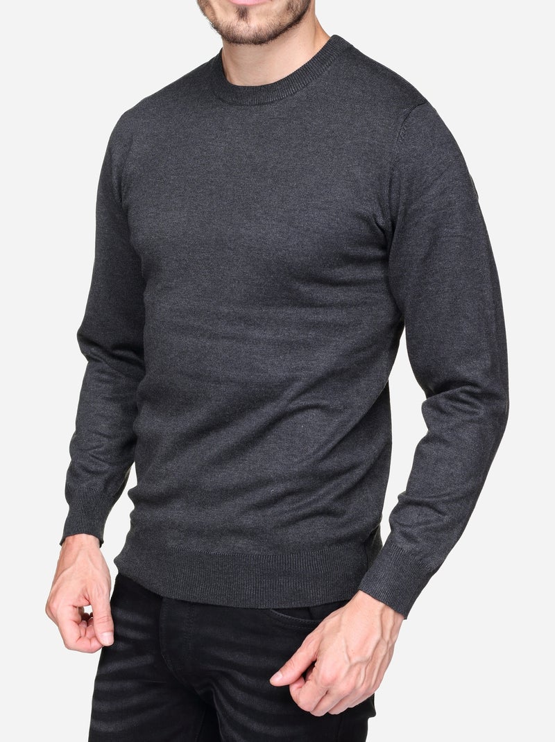 Pull col rond - Frilivin Gris foncé - Kiabi