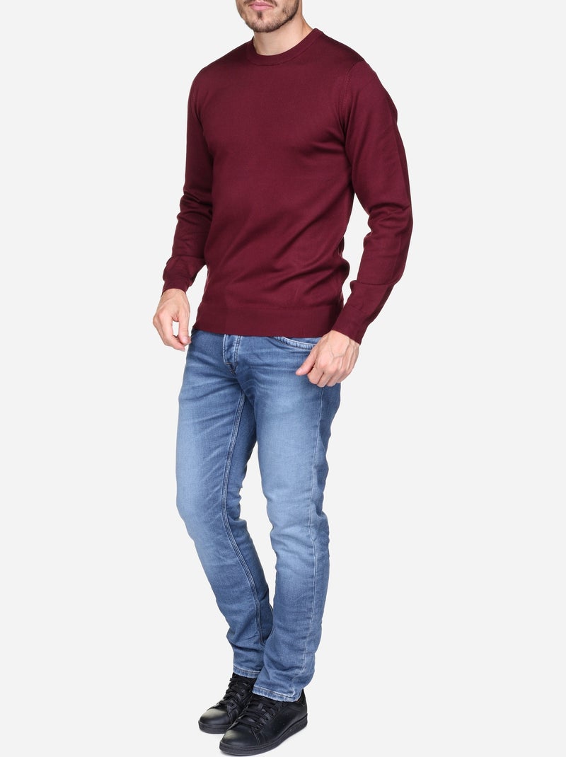 Pull col rond - Frilivin Rouge - Kiabi