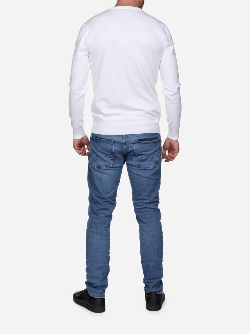 Pull col rond - Kenzarro Blanc - Kiabi