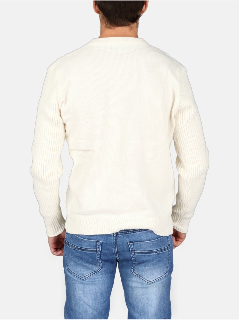 Pull col rond - Kenzarro Blanc - Kiabi