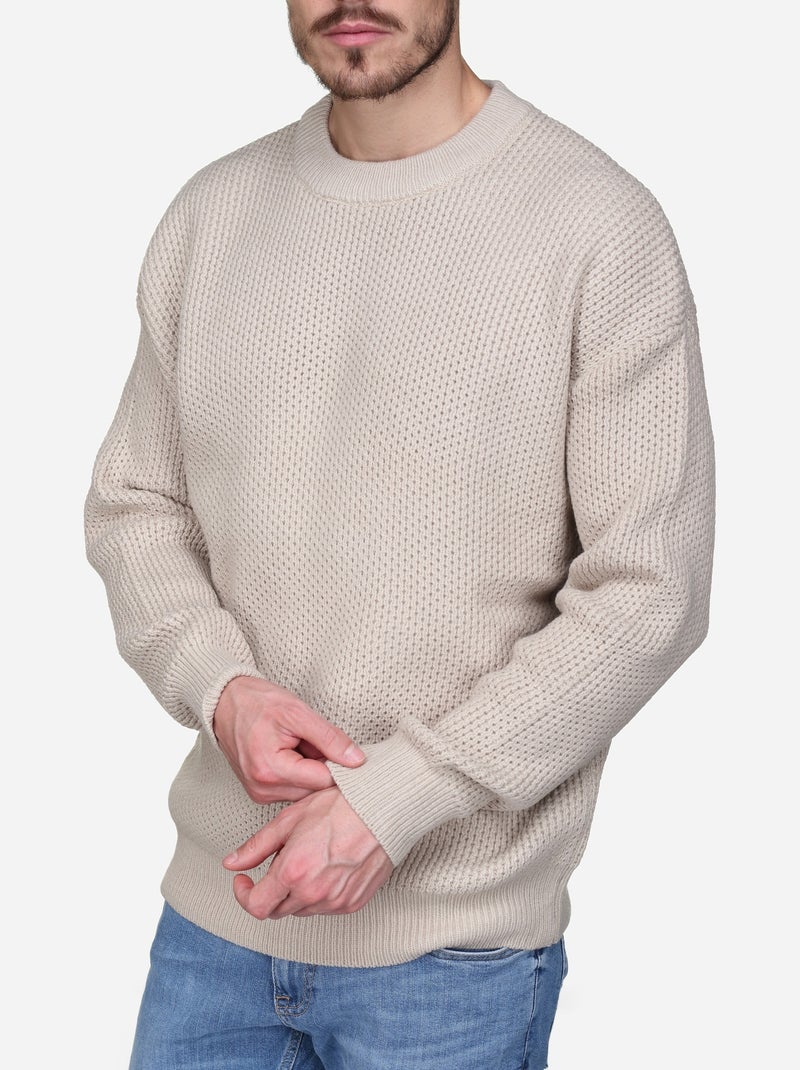 Pull col rond - Kenzarro Crème - Kiabi