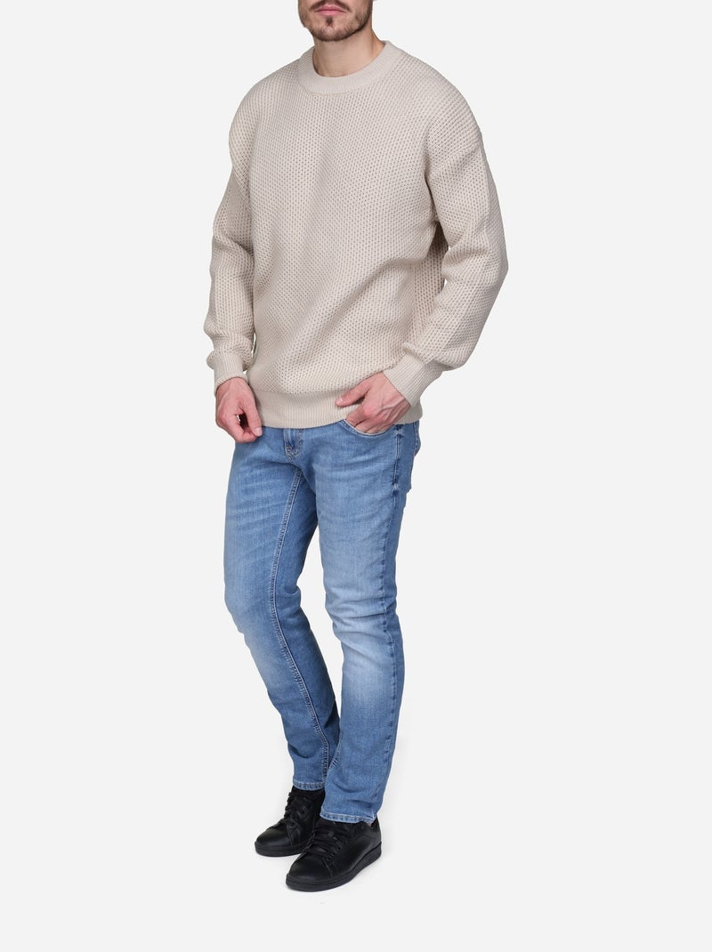 Pull col rond - Kenzarro Crème - Kiabi