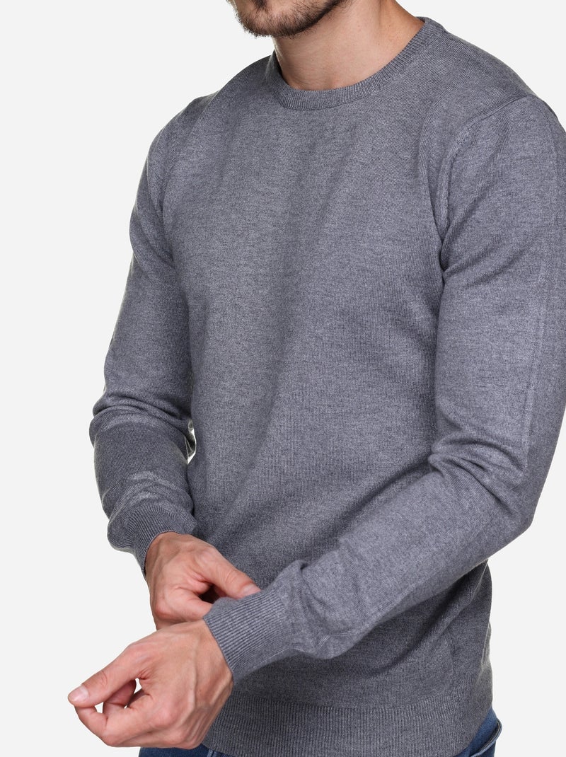 Pull col rond - Kenzarro Gris clair - Kiabi