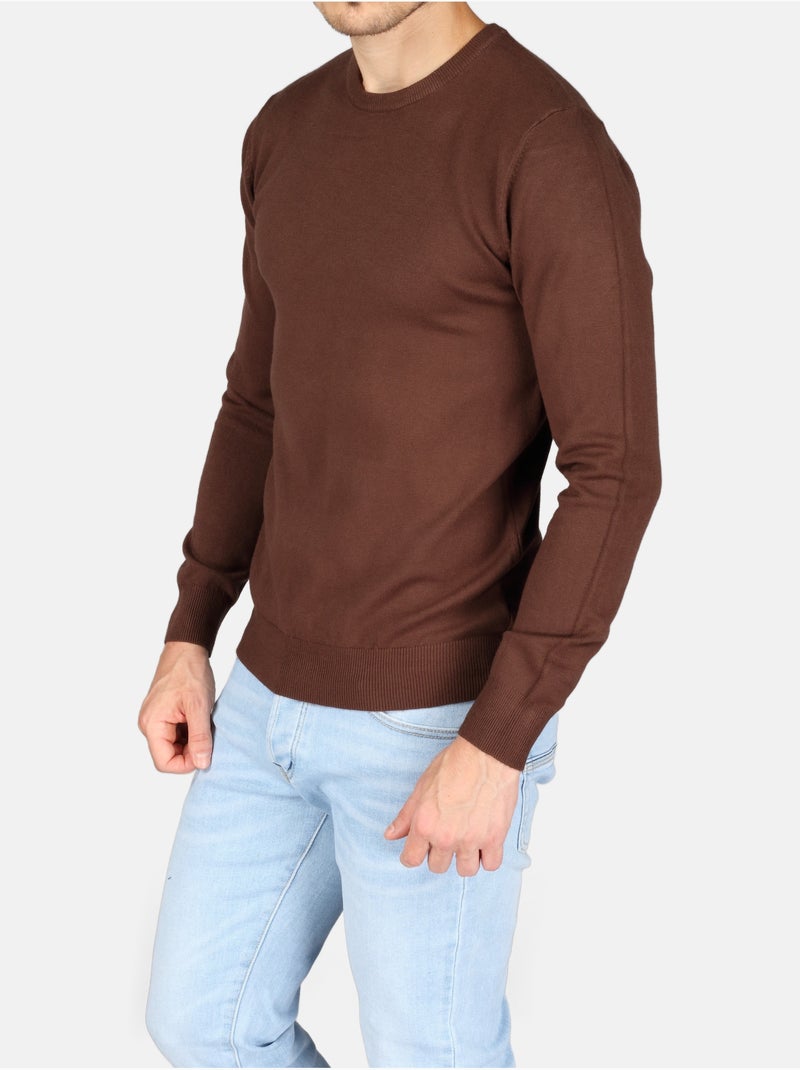 Pull col rond - Kenzarro Marron foncé - Kiabi