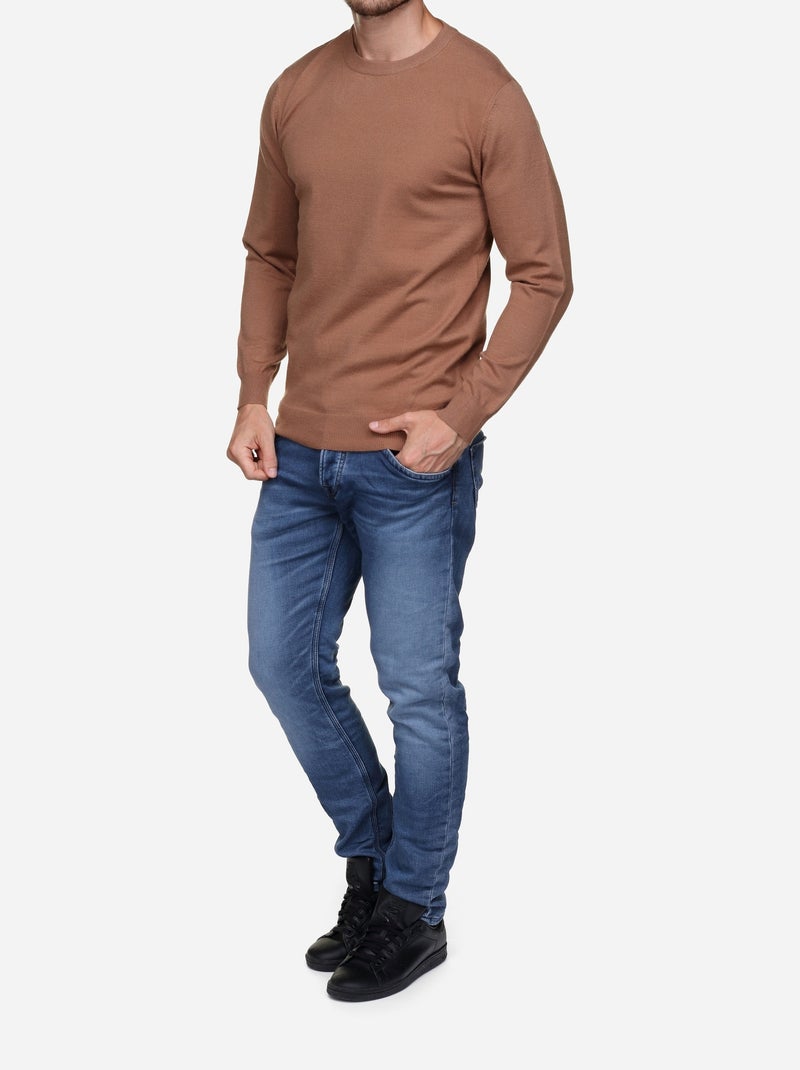 Pull col rond - Yves Enzo Camel - Kiabi