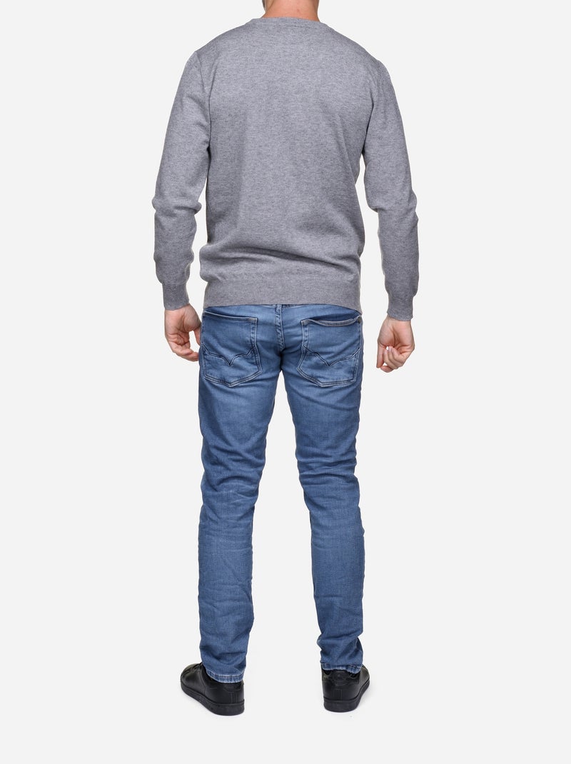 Pull col rond - Yves Enzo Gris - Kiabi