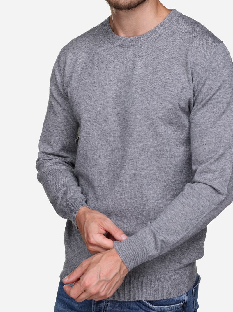 Pull col rond - Yves Enzo Gris - Kiabi