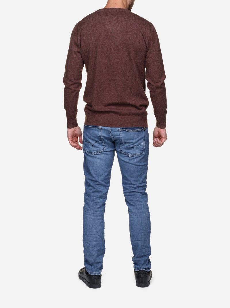 Pull col rond - Yves Enzo Marron - Kiabi