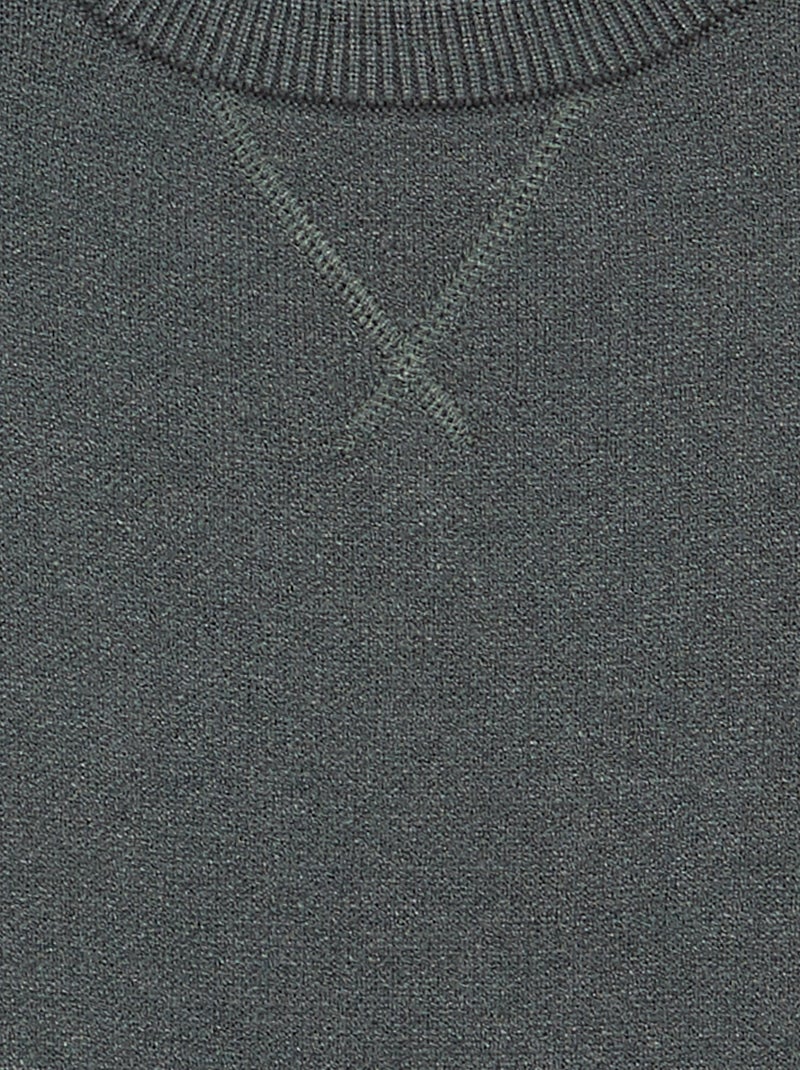 Pull col rond à manches longues uni Bleu - Kiabi