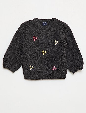 Pull col rond à motif tricoté