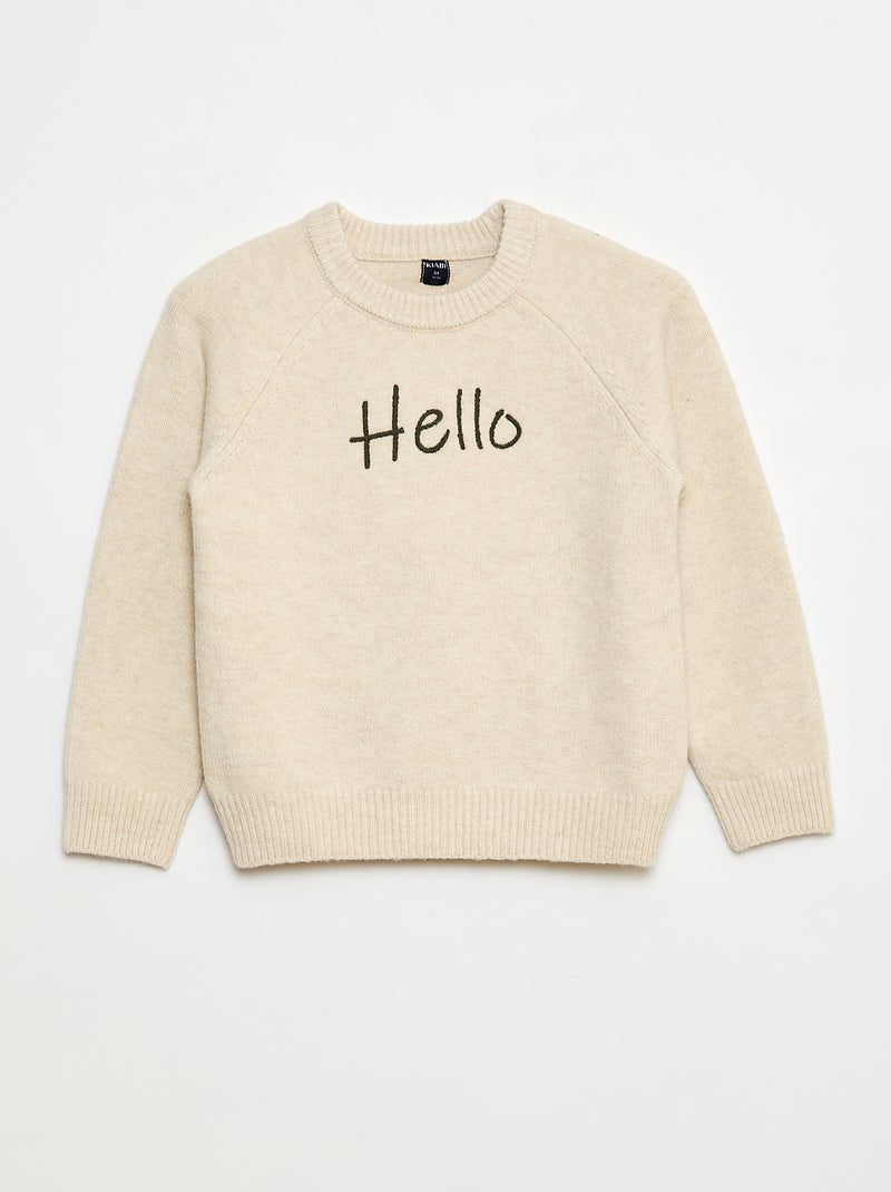 Pull col rond animé Beige - Kiabi