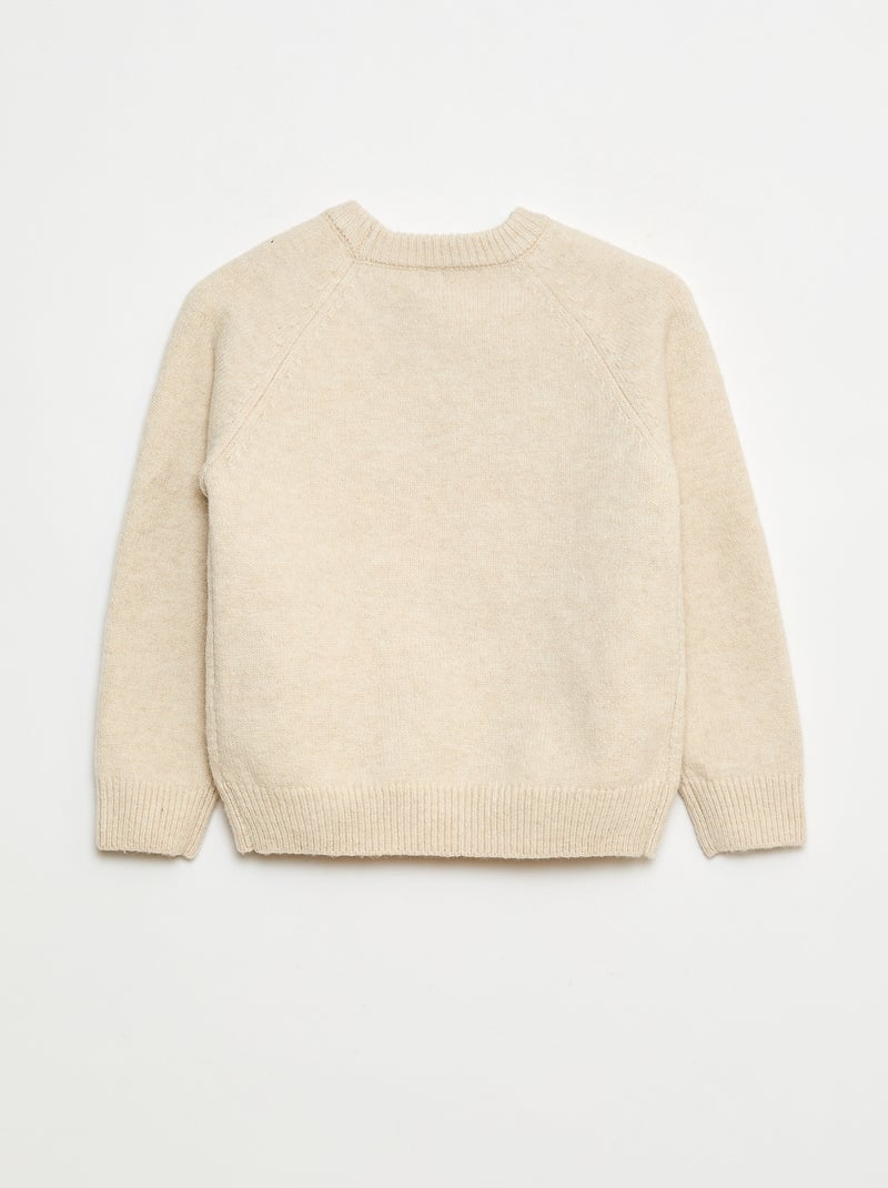 Pull col rond animé Beige - Kiabi